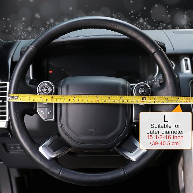 COFIT Breathable Car Steering Wheel Cover 16 inch Auto Universal Leather Wrap Non-Slip Steeringwheel Protector Automotive Interior Accessories, Beige (Suit for 15 1/2-16 inch)