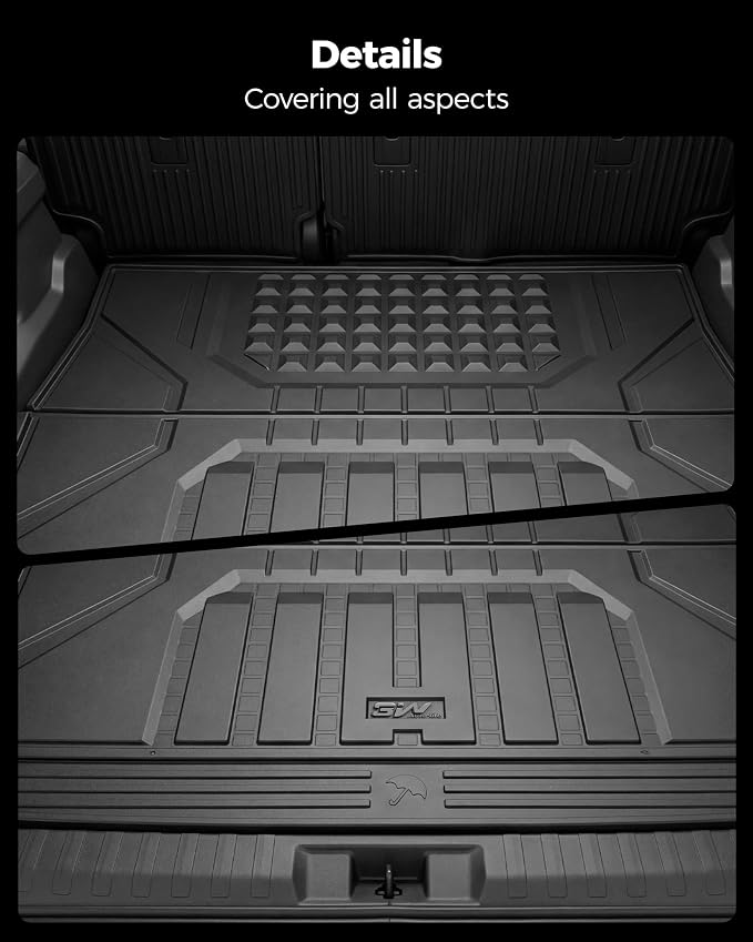3W Cargo Mat for Toyota 4Runner 2025 2026 5 Seats(Not fit Hybrid), All Weather TPE Custom Fit Trunk Mat & Backrest Mat for SR5/TRD/Limited 6th gen 4 Runner