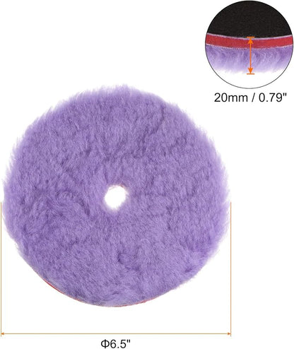 HARFINGTON 2pcs Wool Polishing Pads, 6 inch Purple Wool Buffing Wheel with Hook and Loop for Car Polisher Car Polishing and Buffing