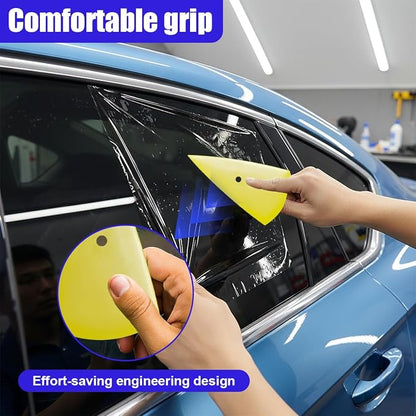 2PCS Triangle Squeegee Car Tint Squeegee, Go Corner Contour Vinyl Wrap Scraper, Fine-Edge Window Tint Tool for PPF Vinyl Wrap, Wallpaper, Decal Sticker Installation(Yellow)