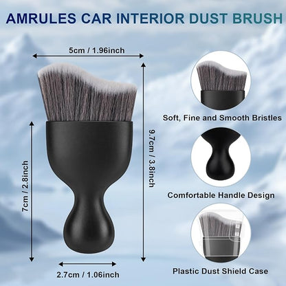 Amrules 2 PCS Car Interior Detailing Brush, Auto Car Dusting Brushes, Soft Bristles Duster Removal Cleaning Tool for Dashboard Interior, Exterior, Skylight, Leather, Dust Brush, Dark Gray