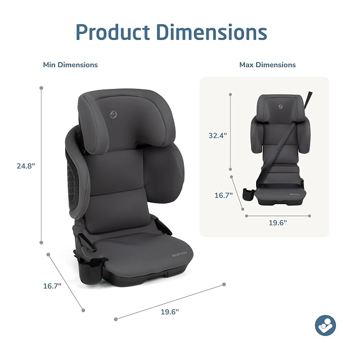 Maxi-Cosi Tanza Belt-Positioning Booster Car Seat with Back, Foldable Car Seat, Sea Salt