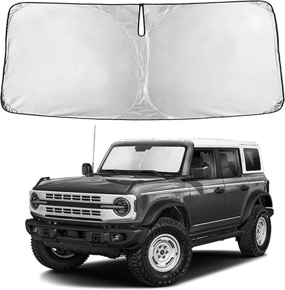 EcoNour Windshield Sunshade Compatible for Ford Bronco (Not for Bronco Sport) 2021-2024 2025 2026, Sun Visor for Front Windshield & Window Sun Shade Cover, UV Heat Protector, Car Accessories