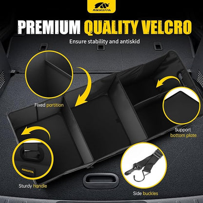 MIKKUPPA Car Trunk Organizer - 105L Collapsible Large Trunk Organizer for Groceries, Trunk Storage Organizers for SUV Auto Truck Van with Non Slip Bottom (Black)