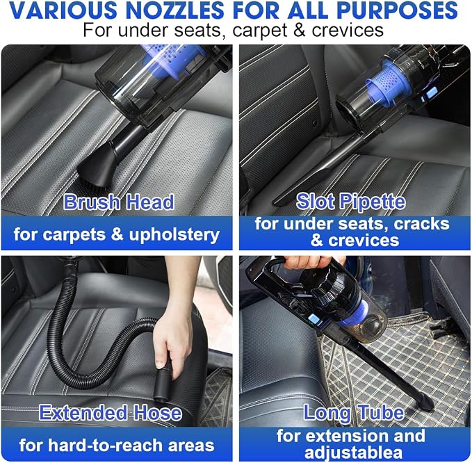 Car Cleaning Kit, Car Interior Detailing Kit with High Power Handheld Vacuum Cordless Rechargeable, Detailing Brush Set, Windshield Cleaner, Complete Auto Accessories for Men, Women Gift