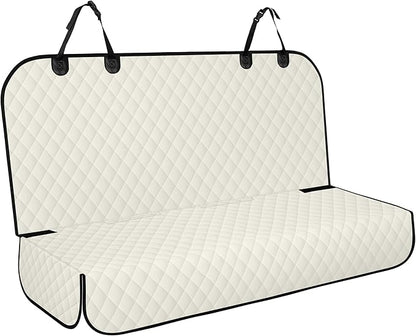 NECKORY Backseat Cover for Dogs, Waterproof and Non-Slip Pet Bench Seat Covers, Car Seat Protector for Back Seat, Universal Size Rear Car Seat Cover Fits Cars, Trucks and SUVs, L-Beige&Black