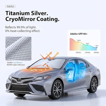 2026 Upgraded Windshield Sun Shade Umbrella for Toyota Camry [Precision Custom Fit, Superior UV & Heat Block] Cooling Tech Fabric, Durable Foldable with Storage Bag, Fits 2000-2026