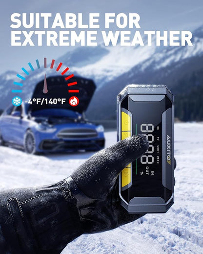 AUXITO 8000A Portable Jump Starter for All Gas/12L Diesel, 20000mAh Car Battery Booster Jump Pack, Jump Box for Car with 60W Fast Charging, LCD Screen Display, 700LM LED Light