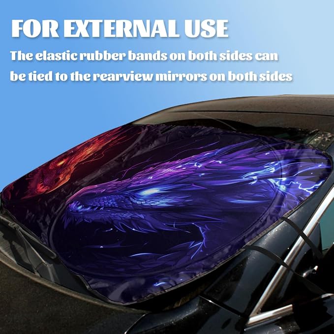 Blue Dragon Car Windshield Sun Shade Animal Red Dragon Heatshield Front Window Car Sun Shade Windshield Blocks UV Rays Sun Visor Protector for Car Sedan Truck SUV Accessories 59" L x 31.5" W