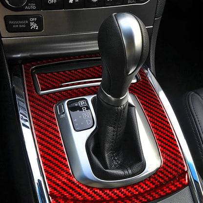 NVCNX Real Carbon Fiber for Infiniti G37 2011-2013 Coupe Sedan Convertible Interior Trim Kit Accessories Cover Decal Set Air Vent Gear Shift Panel Center Console Black/Red 23PCs (Red)
