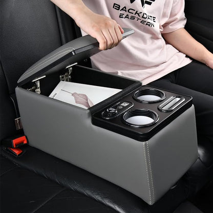 Coverado Car Center Console, Universal Bench Seat Consoles, Truck Center Console Automotive Center Console, Back Seat Organizer With Cup Holder+Phone Holder, Central Armrest Storage Box (Update, Gray)