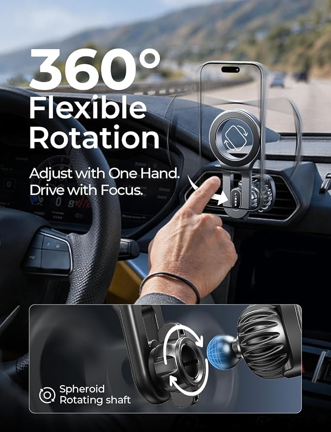 LISEN for MagSafe Car Mount, Magnetic Phone Holder for Car Vent Phone Mount, Air Vent Hands Free Phone Mount, Super Magnetic Phone Mount, Gifts Car Phone Holder Magnetic for iPhone 17 Pro Max 16 15