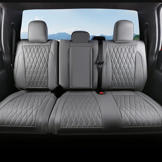 Coverado Leather Rear Seat Covers Fit for Ford F150 F250 F350 F450, Waterproof Ford Truck Rear Seat Covers Fit for 2015-2026 F150 & 2017-2026 F250 F350 F450 (Gray)