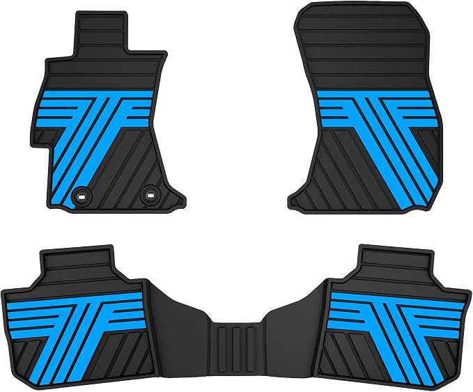 TTX LIGHTING Floor Mats Compatible with Subaru Crosstrek 2016-2017/Impreza 2012-2016/WRX 2015-2021, Custom Fit All Weather 1st & 2nd Row Floor Liners, Black & Blue