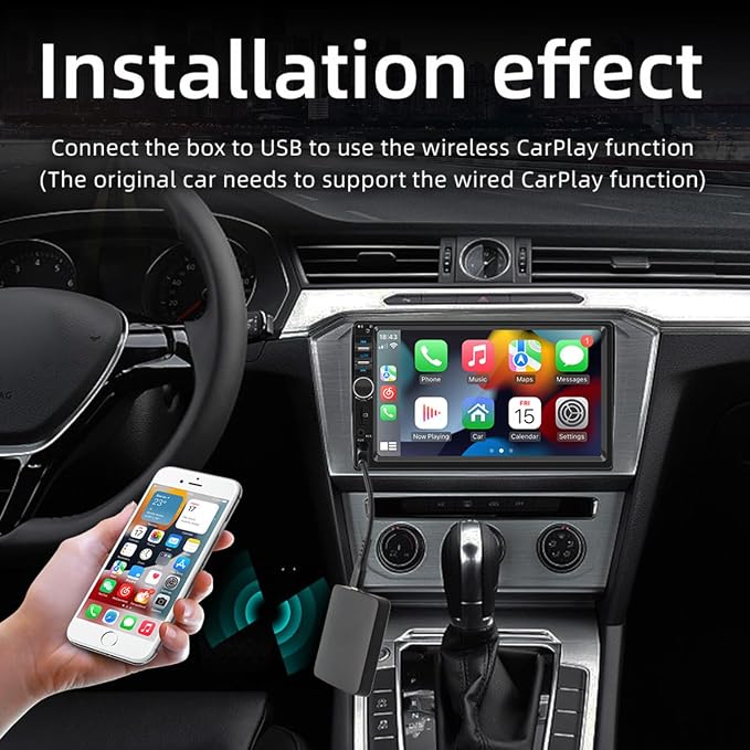 with Wireless Carplay Box, Wireless Android Auto Converter Box Bluetooth 5.0 with Wireless Carplay Adapter for Automobile Player Black, WIfi 2.4GHz
