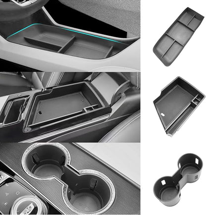 SHAOHAO 3 Pcs for 2025 2026 Cadillac Lyriq Center Console Organizer Tray for 2023-2025 2026 Cadillac Lyriq Accessories (Sport/Tech/Luxury) Console Organizer & Lower Organizer & Cup Holder Easy Removal