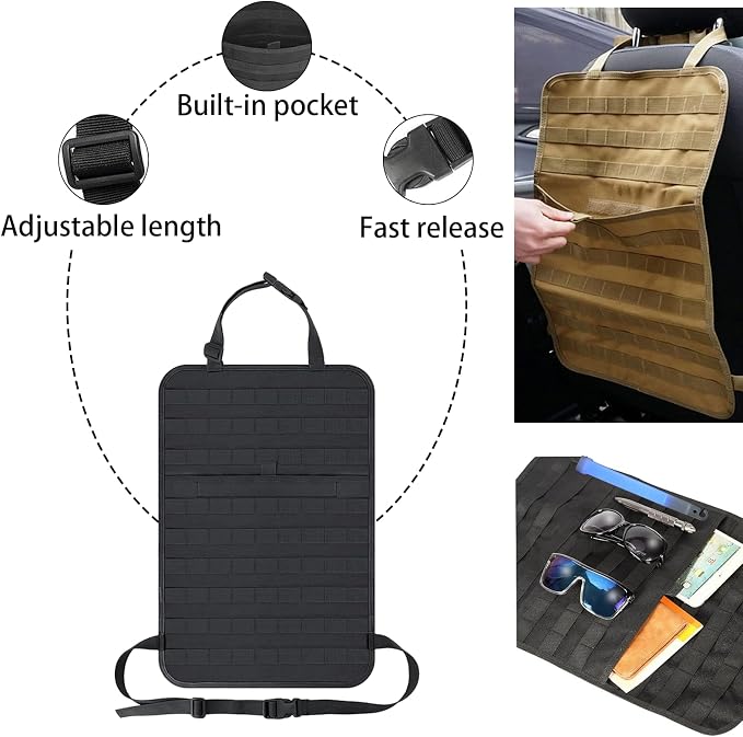 7 PACK Tactical Seat back organizer Truck organizer With 6 Detachable Pouches Universal For Car Truck Ford Jeep Military-Grade Heavier Panels With Multi-functional Packs (7-PACK-Upgrade)