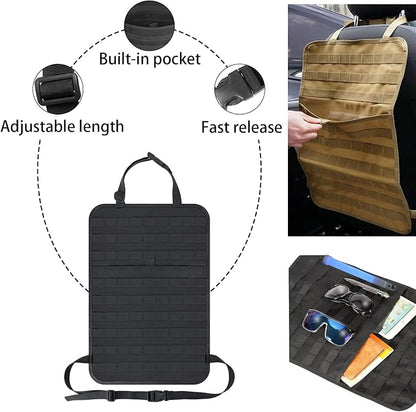 7 PACK Tactical Seat back organizer Truck organizer With 6 Detachable Pouches Universal For Car Truck Ford Jeep Military-Grade Heavier Panels With Multi-functional Packs (7 PACK -BLACK)