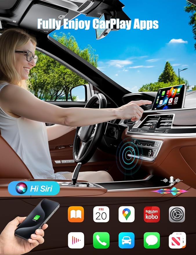 Wireless CarPlay Adapter for iPhone - Wired to Wireless CarPlay Converter, Stable & No-Lag, Dual USB-A/USB-C Ports, Compatible with iPhone 6+ & 2015+ Year Vehicles with OEM CarPlay
