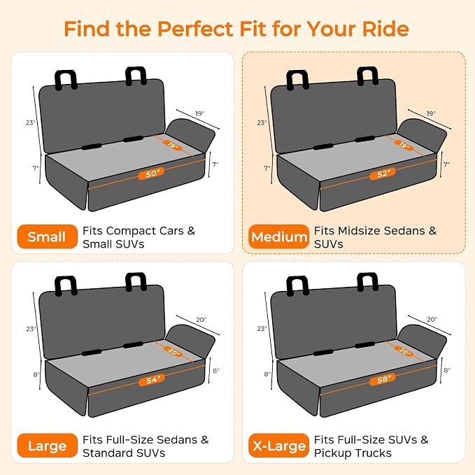 URPOWER Dog Car Seat Cover for Back Seat - Waterproof Car Seat Protector for Child Carseat & Pets, Nonslip Car Seat Covers for Mid-Size Cars & Mid-Size SUVs