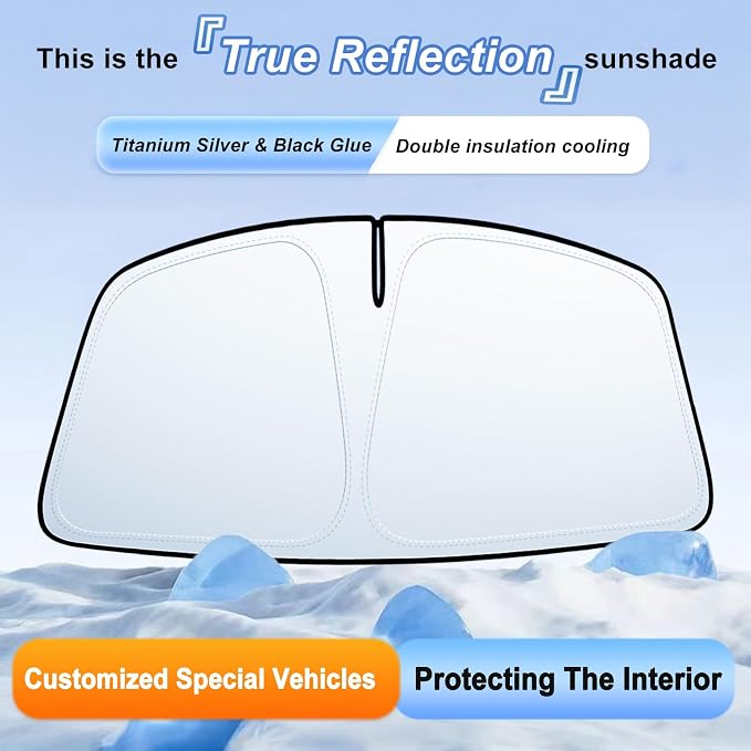 Windshield Sun Shade for Toyota 4Runner 2010-2024, Front Window Sun Visor, 310T Reflective Polyester, Blocks UV & Heat, Foldable with Storage Pouch, Car Interior Accessories