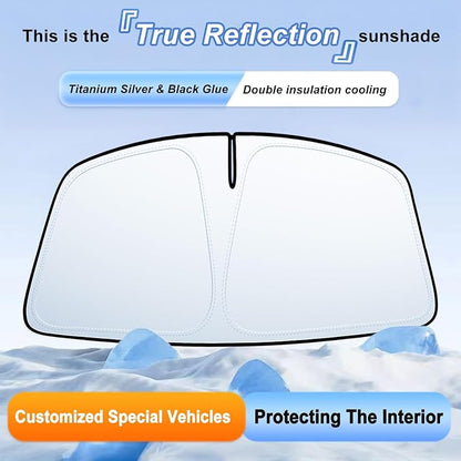 Windshield Sun Shade for Toyota 4Runner 2010-2024, Front Window Sun Visor, 310T Reflective Polyester, Blocks UV & Heat, Foldable with Storage Pouch, Car Interior Accessories