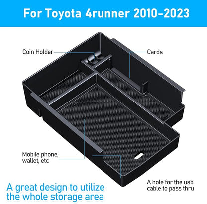 DIAMOOKY Upgraded Center Console Organizer for Toyota 4Runner 2024 2023 2022 2021 2020 2019 2018 2017 2016-2010 Full Size Tray Interior Accessories, Insert Armrest Box Secondary Storage ABS Material