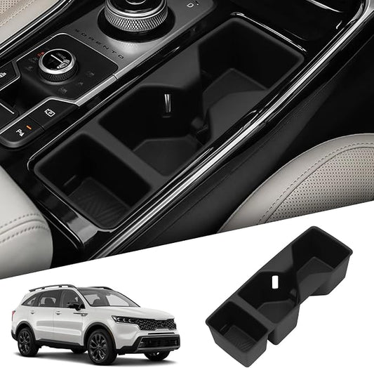 smabee Center Console Cup Holder Compatible with Kia Sorento 2021-2025 2026 Accessories TPE Drinks Holder Box Organizer Car Interior Black