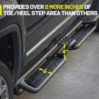 BINARY STAR Running Boards Compatible with 2009-2018 Dodge Ram 1500 Crew Cab, 2010-2026 Ram 2500 3500(Incl. Classic), 6 Inch Side Steps, Bed Access Step Made with Carbon Steel