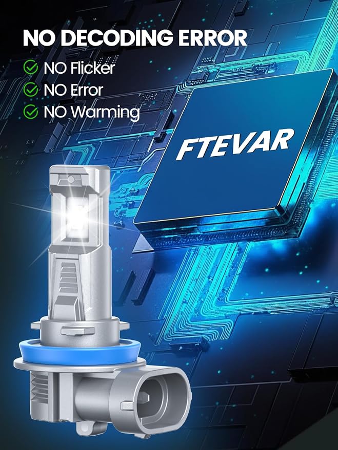 H11 Bulbs, H8 H9 Fog Light, 30000LM 6500K Super Bright, Fanless Mini Size, Plug and Play, Pack of 2