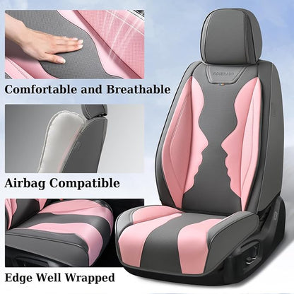 Coverado Car Seat Covers, Front Covers for Cars, Car Seat Cover Front Seats, Automotive Seat Cover, Waterproof, Leather Car Seat Cushion, Universal Interior Seat Protectors for Most Cars Black