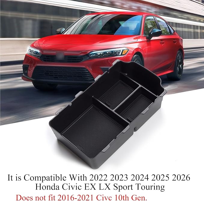 TTCR-II Compatible with Honda Civic Center Console Organizer 2022 2023 2024 2025 2026, Center Console Organizer Tray for Civic EX LX Sport Touring (Not for Type R and Si)