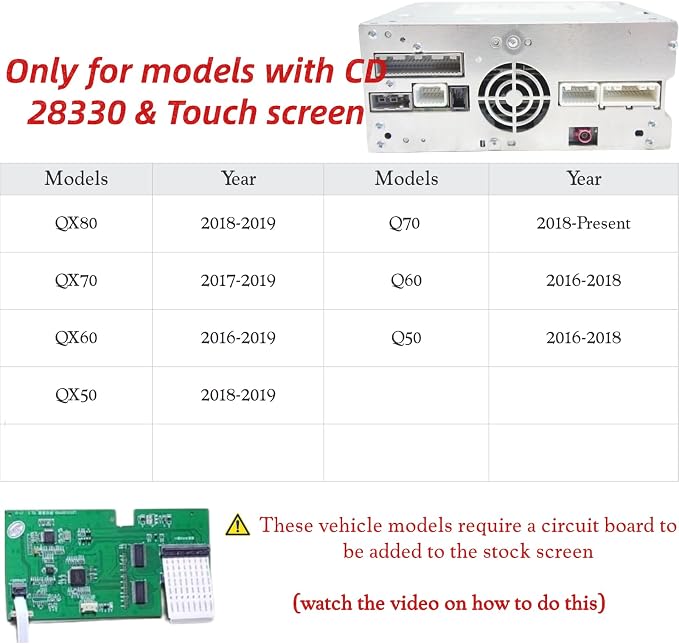 Wireless CarPlay & Android Auto Interface for Infiniti Q50 Q60 QX60 QX80 (2016-2019) – Fits 28330 Head Unit [Internal PCB Retrofit Kit] – Add Wireless CarPlay & Android Auto | Keep OEM Function