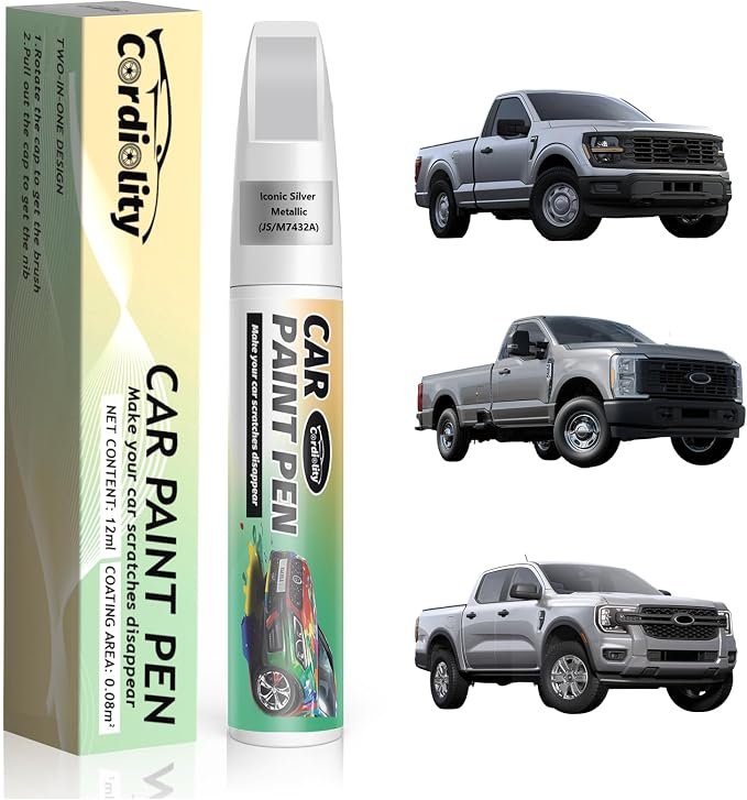 Car Touch Up Paint Iconic Silver Metallic(JS/M7432A) for Ford, Color Accurate Car Scratch Repair Remover Pen Fix Auto Paint Chips and Nicks