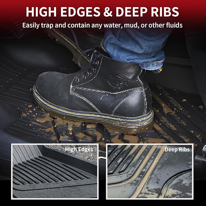 LASFIT 6PCS Floor Mats for Tesla Model Y 2025 2024 2023-2020 5 Seater (Not Fit 7 Seater, Not Fit Juniper), All Weather TPE Custom Fit Floor Liners with Full Set Car Mats & Trunk Mats Accessories