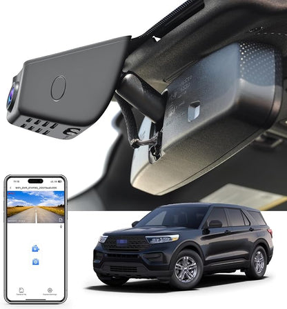 Mangoal 4K Dash Cam for Ford Explorer U625 2020 2021 2022 2023 2024, Base XLT ST_Line Limited Timberline Platinum King Ran(Model A), UHD 2160P Video, WiFi & App, GPS, 64GB Card