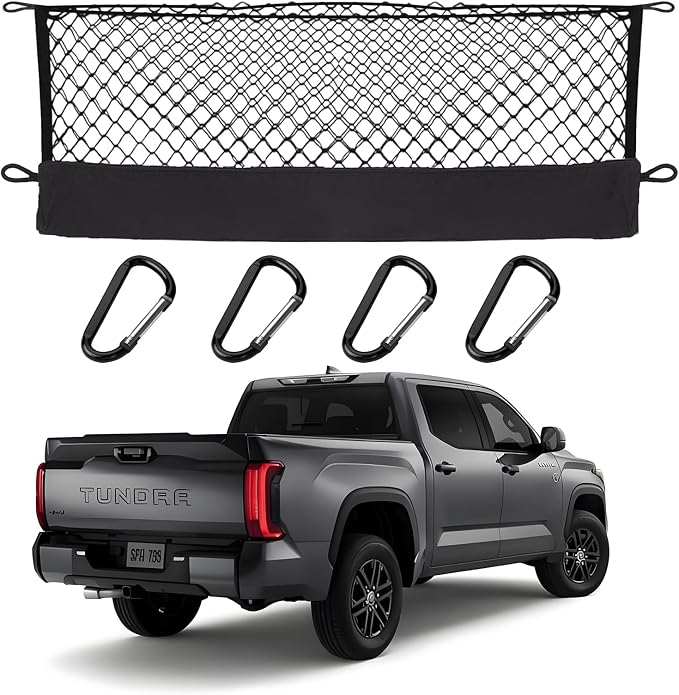 Envelope Style Cargo Net Compatible with Toyota Tundra New Upgraded 2026, 2025 2024 2023 2022 2021 2020 2019 2018 2017 2016 2015 2014-2007 Trunk Car Rear Tailgate Touring Netting