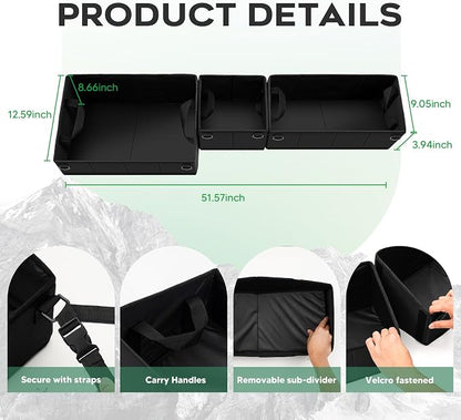 Autorder Foldable Under Seat Storage Organizer for 2019-2026 Chevy Silverado/GMC Sierra 1500 & 2020-2025 2500HD/3500HD, 600D Oxford Fabric Waterproof Underseat Tool Box Accessory for Double & Crew Cab