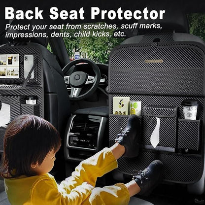 XDV Car Seat Organizers,Multi-functional Back Seat Protectors, Storage Pouches, and Tray Holders (for Cars, Kids, Seat Back and Rear Seats) (Carbon Fiber, 1 Pcs)