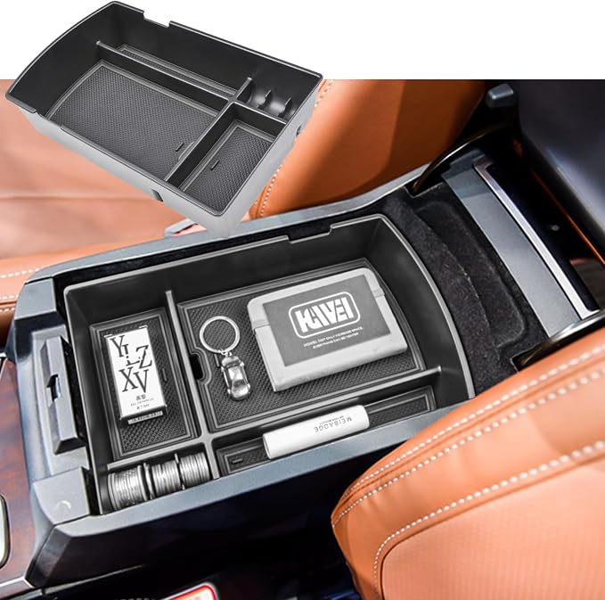 HGWEI Center Console Organizer Tray Compatible with Subaru Ascent 2019-2026 Insert Tray Storage Accessories Armrest Box Secondary Storage, ABS Material Interior Storage Box with Coin Holder, Black