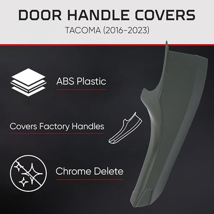 AJT DESIGN Car Door Handle Cover Compatible with Toyota Tacoma (2016-2023) | ABS Plastic Interior Trim, Chrome Delete Tacoma Door Handle Cover | Made in USA, Pack of 4 (Front & Back) - Army Green