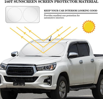 Woanger Windshield Sun Shade Foldable Car Front Window Covers for Car Accessories Sun Heat UV Rays Visor Protector Protection for Universal Cars SUV Truck (Solid Style)
