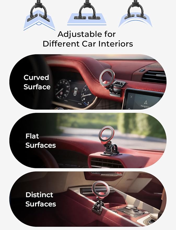 LISEN for MagSafe Car Mount,Car Accessories for Women Men [2025 Ultra] Magnetic Phone Holder for Car 360 Dashboard Vent Phone Mount for Car Organization iPhone 16 15 14 13 12 Pro Plus Mini,Red
