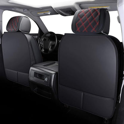 Aierxuan Truck Seat Covers for Chevy Silverado GMC Sierra Trail Boss Z71 Pickup 2007-2026 1500 2500HD 3500HD Crew Double Extended Cab Waterproof Leather (Full Set, Black-Red)