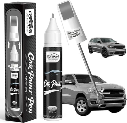 Billet Silver Metallic(PSC/JSC) for Ram Touch Up Paint Pen, 2 in 1 Car Scratch Remover with Pen Tip and Brush, Precise Color Match for Car Paint Scratch Repair, Quickly and Easily Fix Chips and Nicks