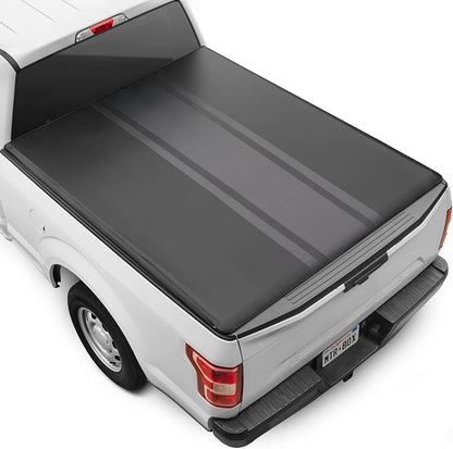 Racing Stripe Tonneau Cover for Ford F-150 2015-2026 5.5 ft Bed, All-Weather Soft Roll-Up Truck Bed Cover Striped, Fits Lightning Years 2015 2016 2017 2018 2019 2020 2021 2022 2023 2024 2025 2026