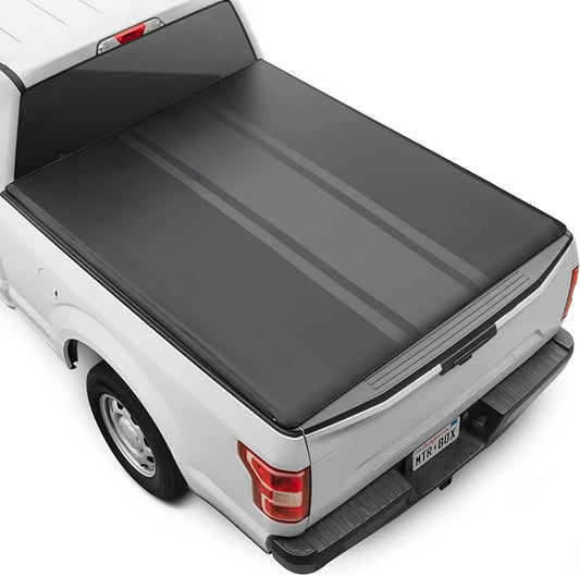 Racing Stripe Tonneau Cover for Ford F-150 2015-2026 5.5 ft Bed, All-Weather Soft Roll-Up Truck Bed Cover Striped, Fits Lightning Years 2015 2016 2017 2018 2019 2020 2021 2022 2023 2024 2025 2026