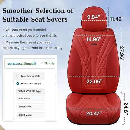 Coverado Car Seat Covers, Car Seat Covers Front Seats, 2-Pack Front Seat Cover, Nappa Leather Waterproof Seat Covers, Car Seat Protectors, Automotive Seat Covers Universal Fit for Most Vehicles