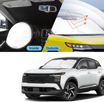 TINGLU Sun Shade for Nissan Kicks 2025 2026 Accessories Windshield Sun Shade Window Shade UV Rays Protection Sun Visor Cover with Steering Wheel Sunshade Storage Bag