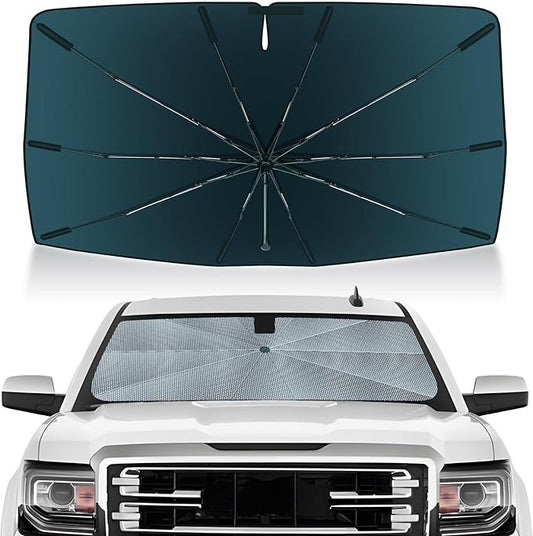 Autorder Windshield Sun Shade Umbrella for 2014-2018 Chevrolet Chevy Silverado/GMC Sierra 1500 2500 3500 Accessories, Upgraded Ice Crystal Material, Umbrella Sunshade for Car Windshield Sun Blocking